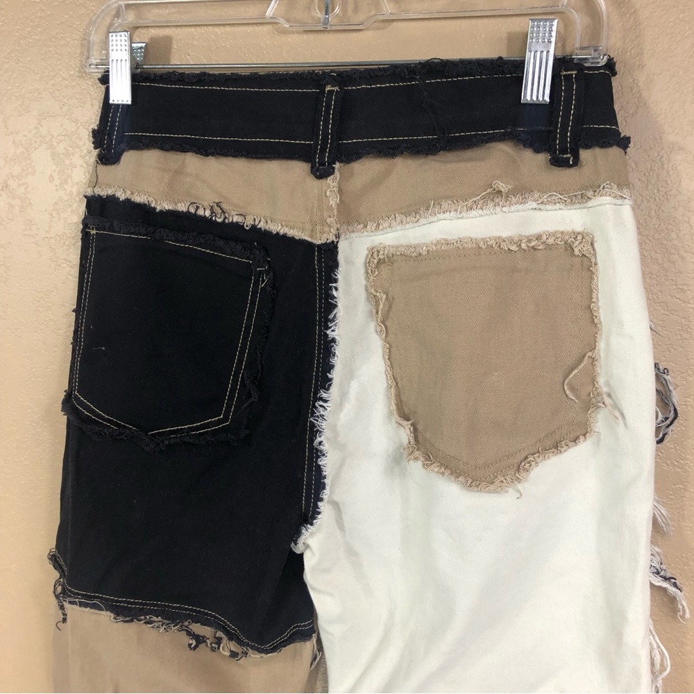 Raw Edge Patchwork Straight Leg Pants. - image 4